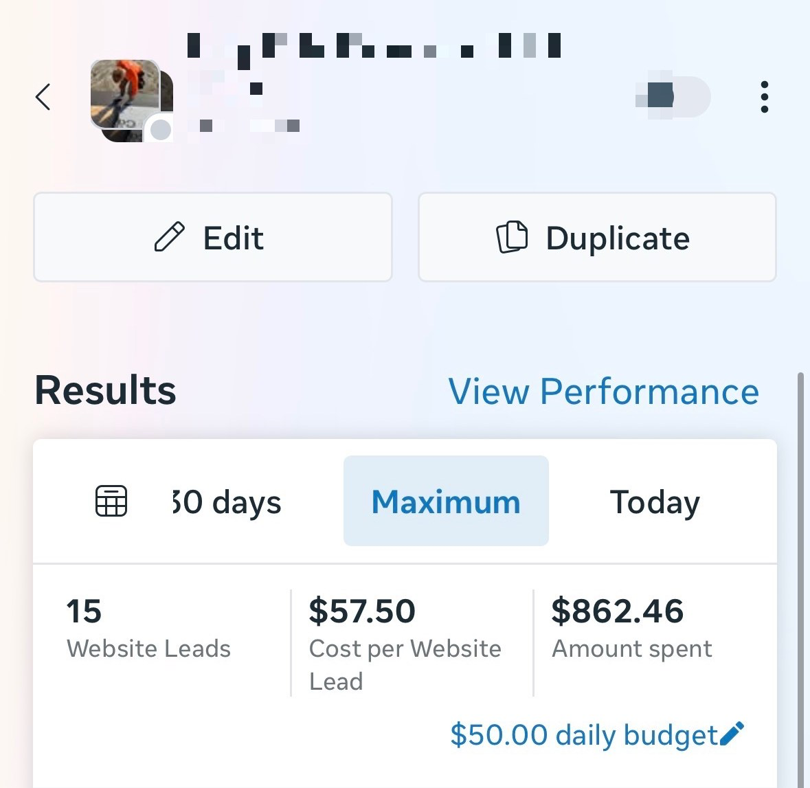 Campaign result: 15 leads